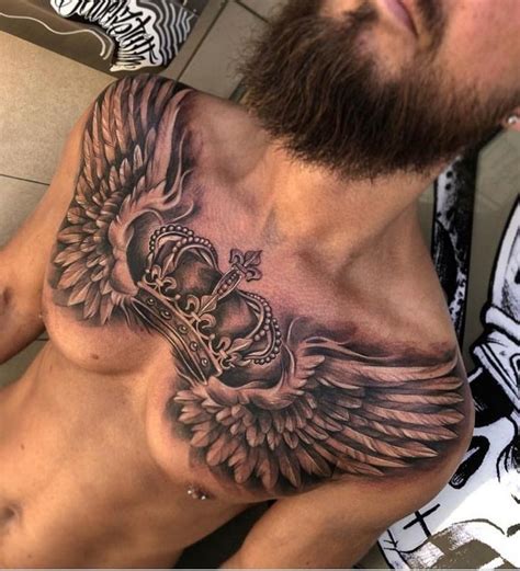 Chest tattoos of wings - Men get the lion tattoo on one side of their chest. Chest Tattoos Wings. One of the most popular chest tattoos for men is Wings. Wing tattoos symbolize freedom, and the ability to liberate oneself from the shackles of whatever holds them down. Double wings are more popular than a single wing tattoo on the chest. 